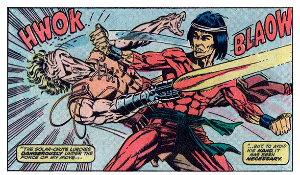 Shang Chi enfrenta Mordilo, arte de Paul Gulacy