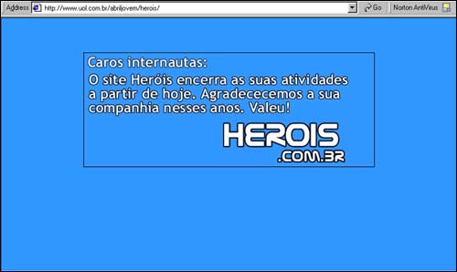 Fim do site Heróis