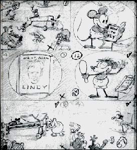 Storyboard do desenho do Mickey