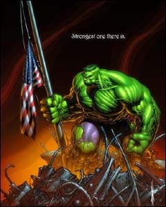 Hulk no álbum Heroes, em homenagem às vítimas dos atentados terroristas de 2001