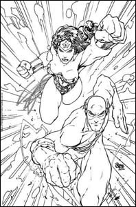 Mulher-Maravilha e Flash, desenho de Roger Cruz