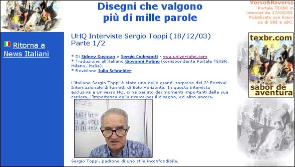 Entrevista do UHQ com Sérgio Toppi, agora em italiano no TexBR