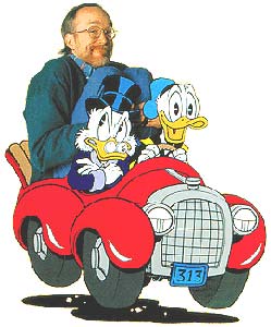 Don Rosa com Tio Patinhas e o Pato Donald