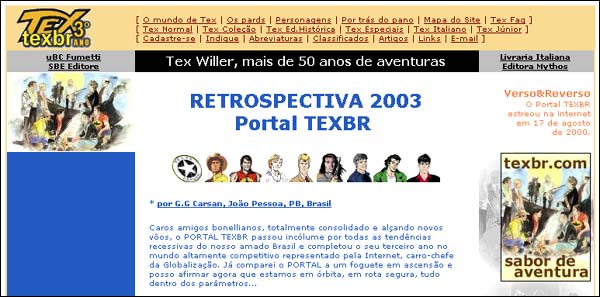Restropectiva Bonelli no site TexBR 2003