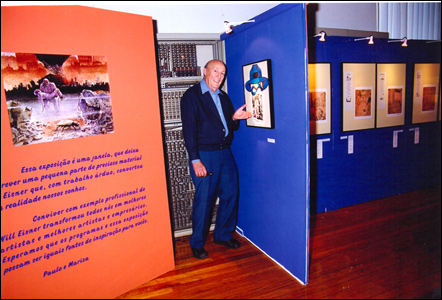 Will Eisner na exposição em sua homenagem no Rio de Janeiro