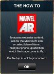 Explicação de uso do recurso de realidade aumentada da Marvel