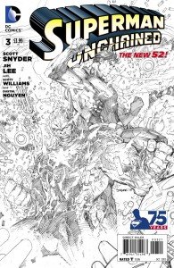 Capa de Superman Unchained # 3 - versão em preto e branco, de Jim Lee