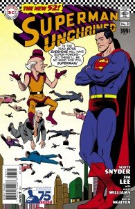 Capa de Superman Unchained # 3 - versão Silver Age Superman, de Brian Bolland