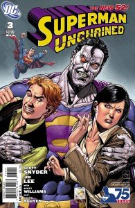 Capa de Superman Unchained # 3 - versão Superman vs. Bizarro, de Ethan Van Sciver e Hi-Fi